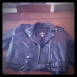 Women's leather motorcycle jacket
